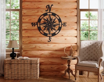 Metal World Map with Compass Wall Art, Earth Wall Decor, Study Room Decoration, Office Gift, Large Size