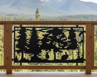 Wild Hare Metal Screen, Forest Animal Art, Outdoor Garden Panel, Nature Lover Gift, Custom Size Aluminum