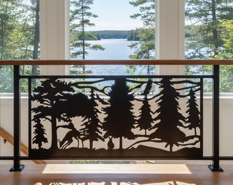 Deer and Rabbit Garden Decor Panel, Bunny Privacy Screen, Vegetable Garden Fence, Cute Animal Art, Metal Divider