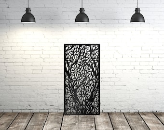 Metal Garden Fence Privacy Screen Decorative Aluminum Outdoor Fence Panel Modern Design Magnolia Tree Panel