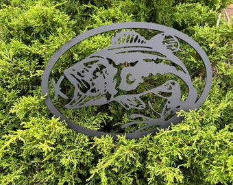 Metal Fish Wall Art Decor for Anglers Fishing Home Decoration Fisherman Gift Angler Wall Hanging