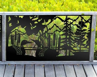 Metal Garden Fence Privacy Screen, Decorative Aluminum Outdoor Fence Panel, Loons Design