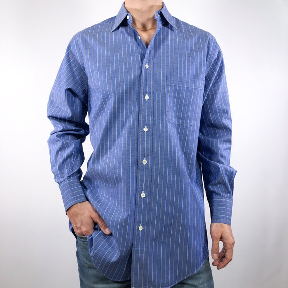 VTG Burberry London Blue Multicolor Stripe Dress Shirt 15.5 34 Etsy Canada