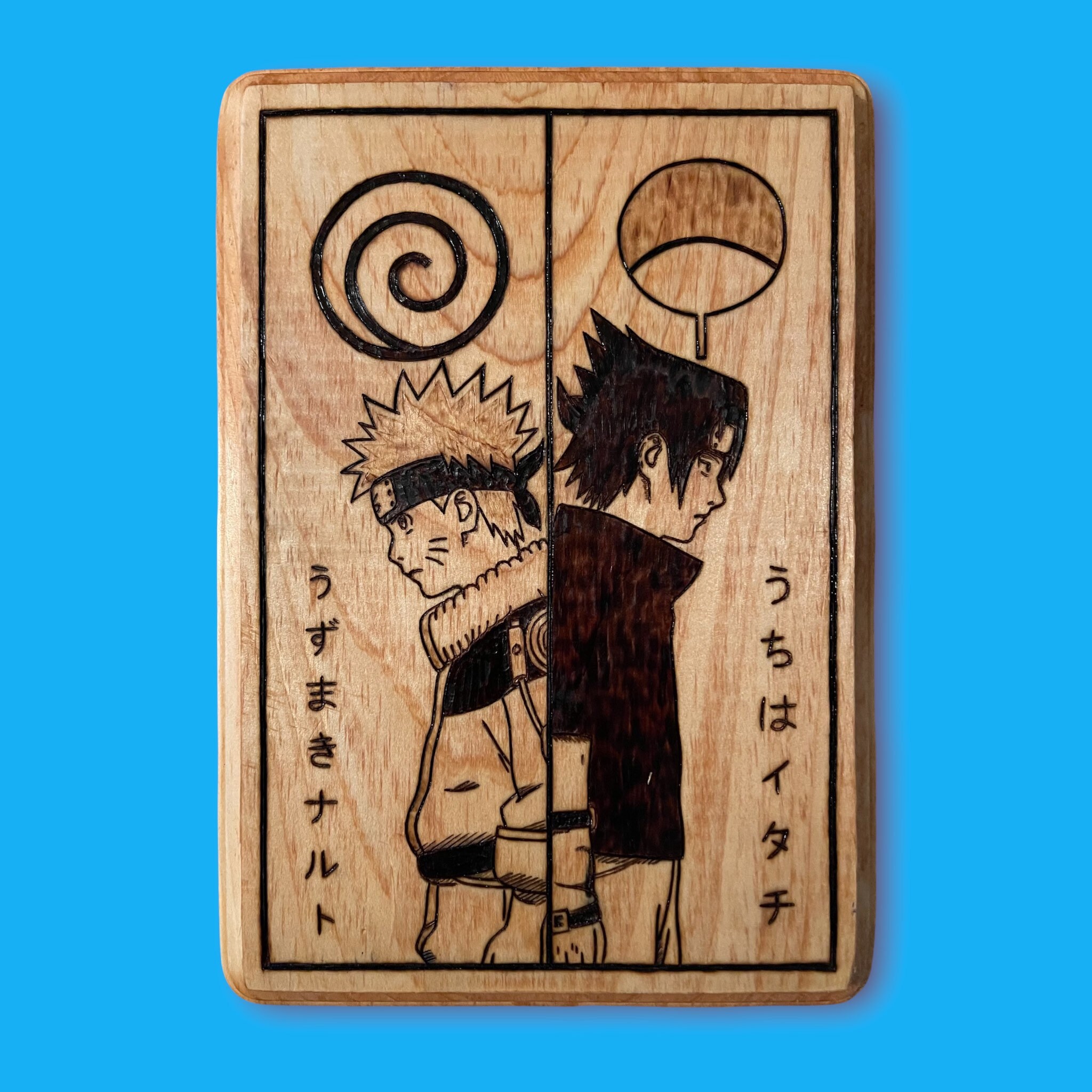 Naruto & Sasuke Woodburning Pyrography Anime Wood Art - Etsy