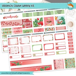 Hobonichi Cousin Weekly Planner Sticker Kit | Strawberry Weekly Kit | Hobonichi Cousin A5 | Planner Stickers