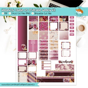 Printable Hobonichi Cousin Weekly Planner Stickers | Mulled Wine Weekly Sticker Kit | Hobonichi Cousin Techo A5 | Silhouette Cricut Cut File