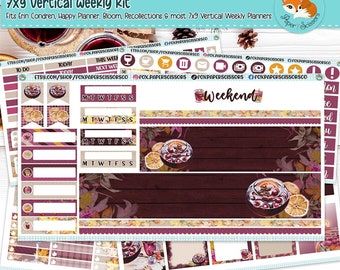 Weekly Planner Sticker Kit | Erin Condren, Happy Planner, Plum Paper, Bloom, Recollections | 7x9 Vertical Weekly Kit | Mulled Wine
