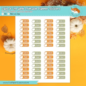Days of the Week Printable Planner Stickers (Pumpkins) | Pumpkin Spice | Erin Condren & Happy Planner | Vertical 7x9 Layout | Cut Files