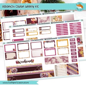 Hobonichi Cousin Weekly Planner Sticker Kit | Mulled Wine Weekly Kit | Hobonichi Cousin A5 | Planner Stickers | Fall Autumn