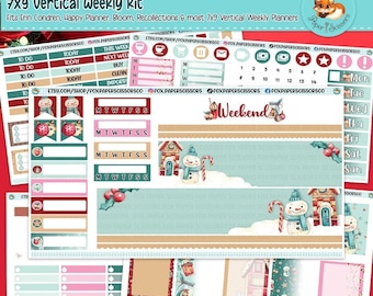 Wöchentlicher Sticker Kit | Erin Condren, Happy Planner, Pflaumen-Papier, Blüte, Erinnerungen | 200x220 Wöchentliches Kit | Zauberhafte Weihnachten