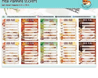 Naklejki do planowania posiłków | Autumn Vibes | Erin Condren Happy Planner Recollections Bloom | Naklejki do przygotowywania posiłków na jesień | Układ pionowy/poziomy
