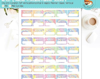 Writer & Author Printable Planner Stickers | Neon Pastel Rainbow