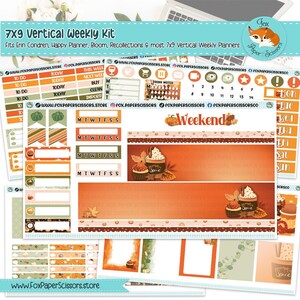 Kit de pegatinas del planificador semanal / Erin Condren, Planificador feliz, Papel ciruela, Floración, Recuerdos / Kit de pegatinas semanales verticales 7x9 / Especia de calabaza