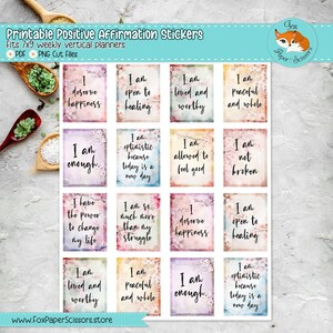 Pegatinas de afirmación positiva / Planificador y pegatinas imprimibles de diario / Flor de cerezo/Sakura / Mantras inspiradores edificantes y empoderadores