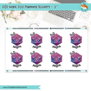 D20 D & D Planungsaufkleber - 2" | RPG DnD Sticker | Tabletop Game Sticker | RPG Sticker | Game Master | GM | Dungeons and Dragons
