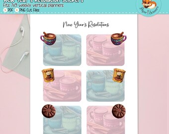 Naklejki do wydrukowania – planer noworocznych postanowień | Meksykańska gorąca czekolada | Erin Condren, Happy Planner, Recollections | 7x9 | Pliki do wycinania