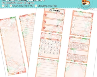 Hobonichi Cousin Printable Monthly Dashboard | Peach Flowers | Hobonichi Techo A5 Printable Planner Dashboard | Silhouette Cricut Cut Files