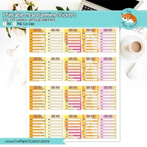 Printable Meal Planner Stickers | Lemonade | Erin Condren, Happy Planner, Bloom, Recollections | VL/HL 7x9 Planners | Cricut Silhouette