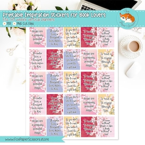 Reader & Book Lover Printable Inspiration Stickers | Cherry Blossom/Sakura | Motivational Quotes