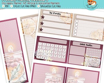 Happy Planner – miesięczny panel do druku | Grzane wino | HP Classic 7x9 – pionowy, poziomy | Naklejki do planera do druku | Pliki do wycinania jesieni