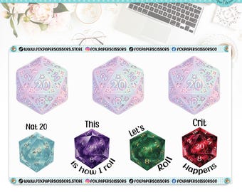 D20 D&D Planning Stickers w/D20 Sayings | RPG DnD Sticker | Tabletop Game Sticker | RPG Sticker | Game Master | GM | Dungeons and Dragons