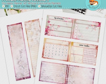 Happy Planner – miesięczny panel do druku | Sakura Garden | Pasuje do wszystkich klasycznych planerów HP 7x9 | Naklejki do planera do druku | Pliki do wycinania