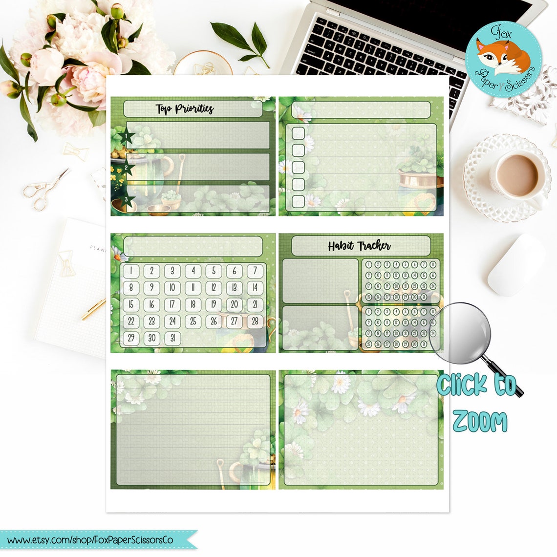 Happy Planner Printable Monthly Dashboard | St Patrick's Day | HP ...