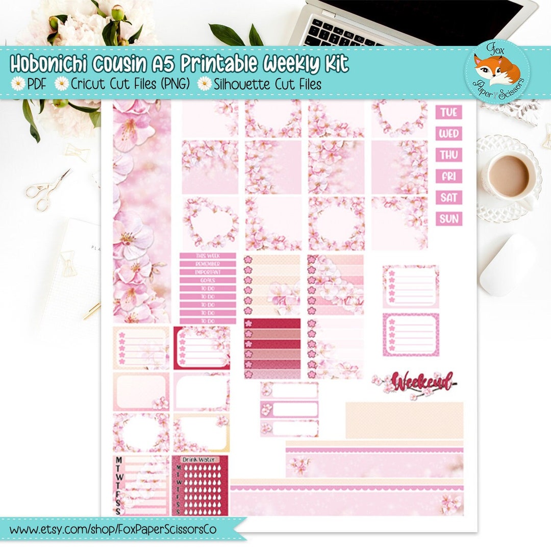 Printable Hobonichi Cousin Weekly Planner Stickers Sakura - Etsy