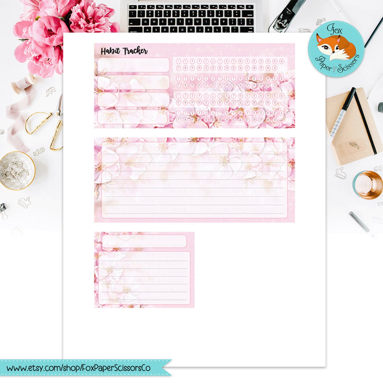 Erin Condren Printable Monthly Dashboard Pink Cherry Blossom/sakura 7x9 ...