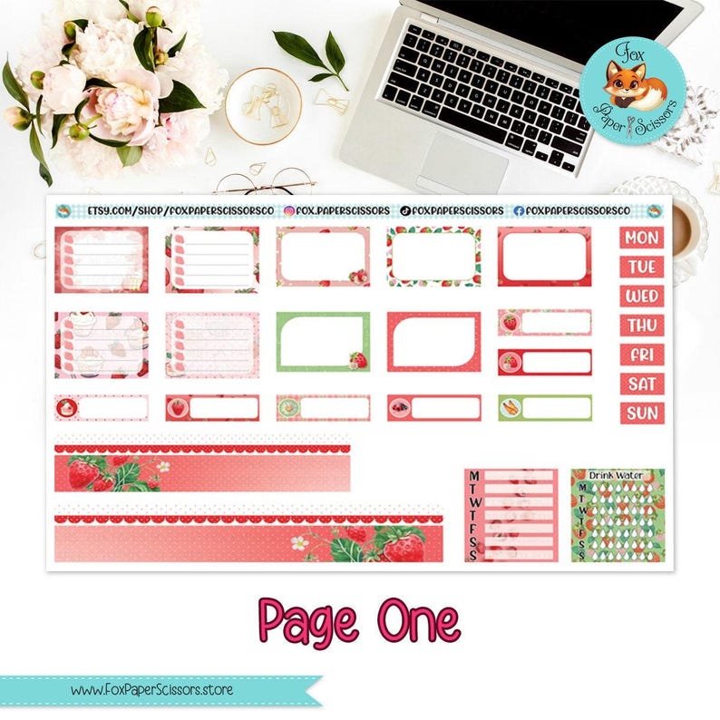 Hobonichi Cousin Weekly Planner Sticker Kit | Strawberry Weekly Kit ...