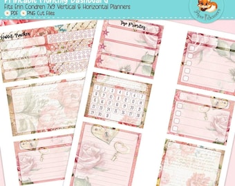 Erin Condren Printable Monthly Dashboard | Vintage Valentine | 7x9 Printable Planner Stickers | Valentine's Day Romantic | Cricut Cut File