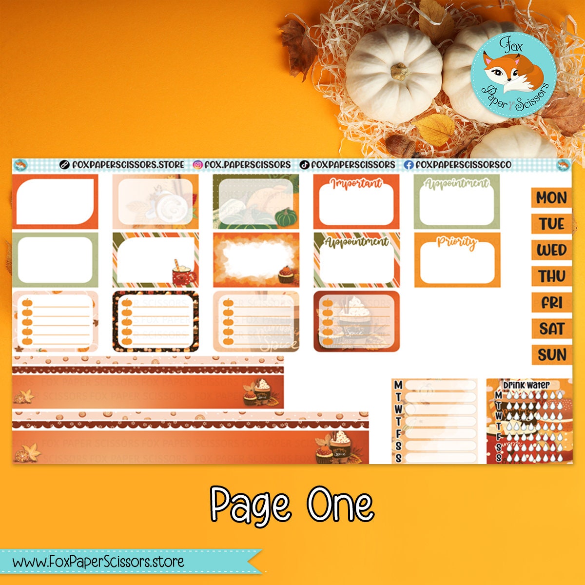Hobonichi Cousin Weekly Planner Sticker Kit Pumpkin Spice Weekly Kit Hobonichi Cousin Weekly Planner Sticker Kit Pumpkin Spice Weekly Kit