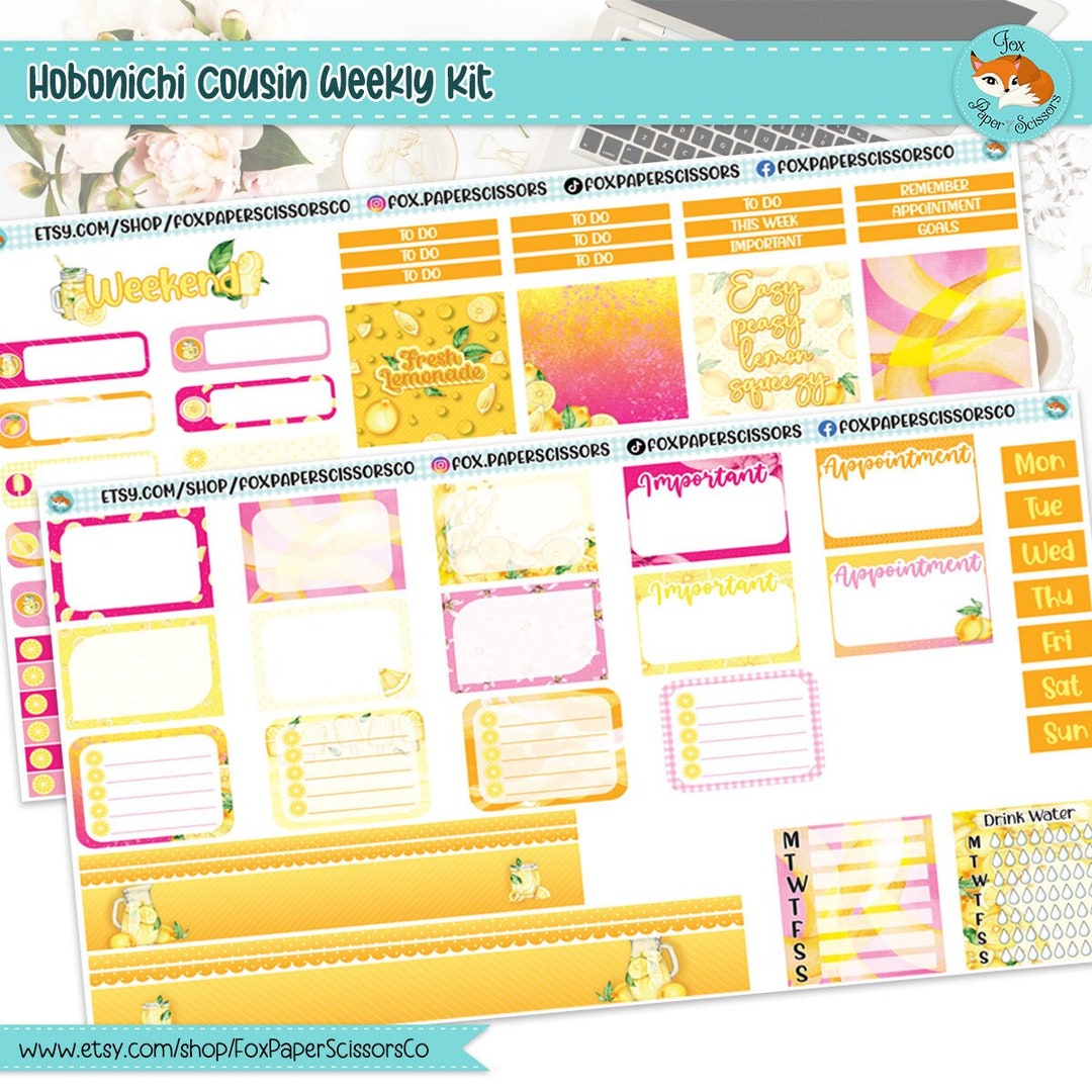 Hobonichi Cousin Weekly Planner Sticker Kit | Lemonade Weekly Kit ...