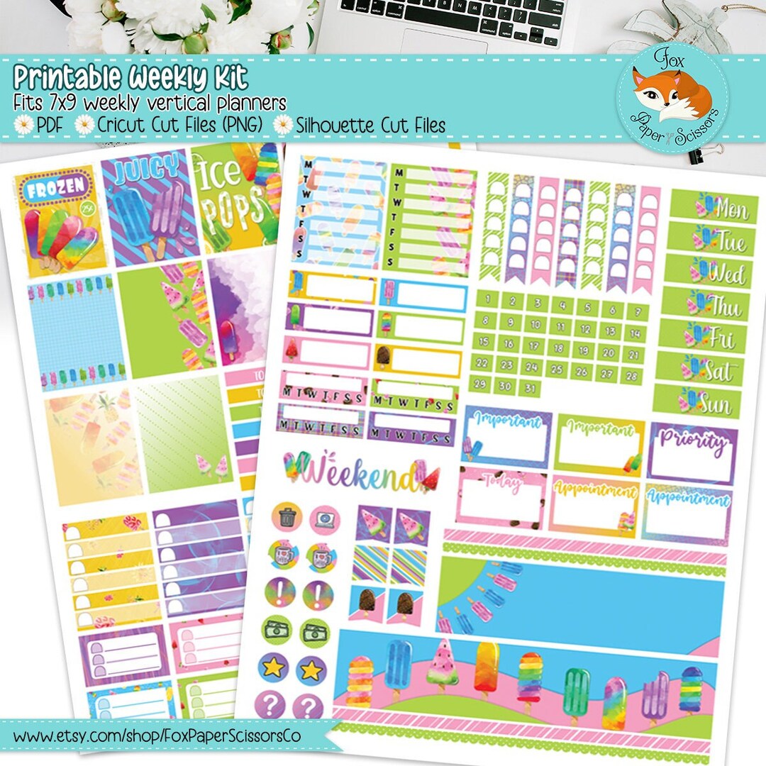 Printable Weekly Planner Kit Erin Condren, Happy Planner, Plum Paper, Bloom, Recollections 7x9 ...
