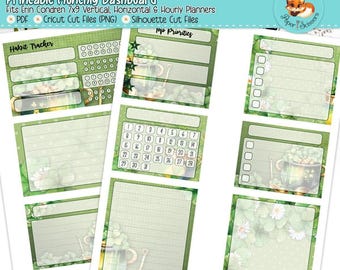 Erin Condren Printable Monthly Dashboard | St Patrick's Day | 7x9 Printable Planner Stickers | Shamrock Rainbow | Cricut Silhouette Cut File