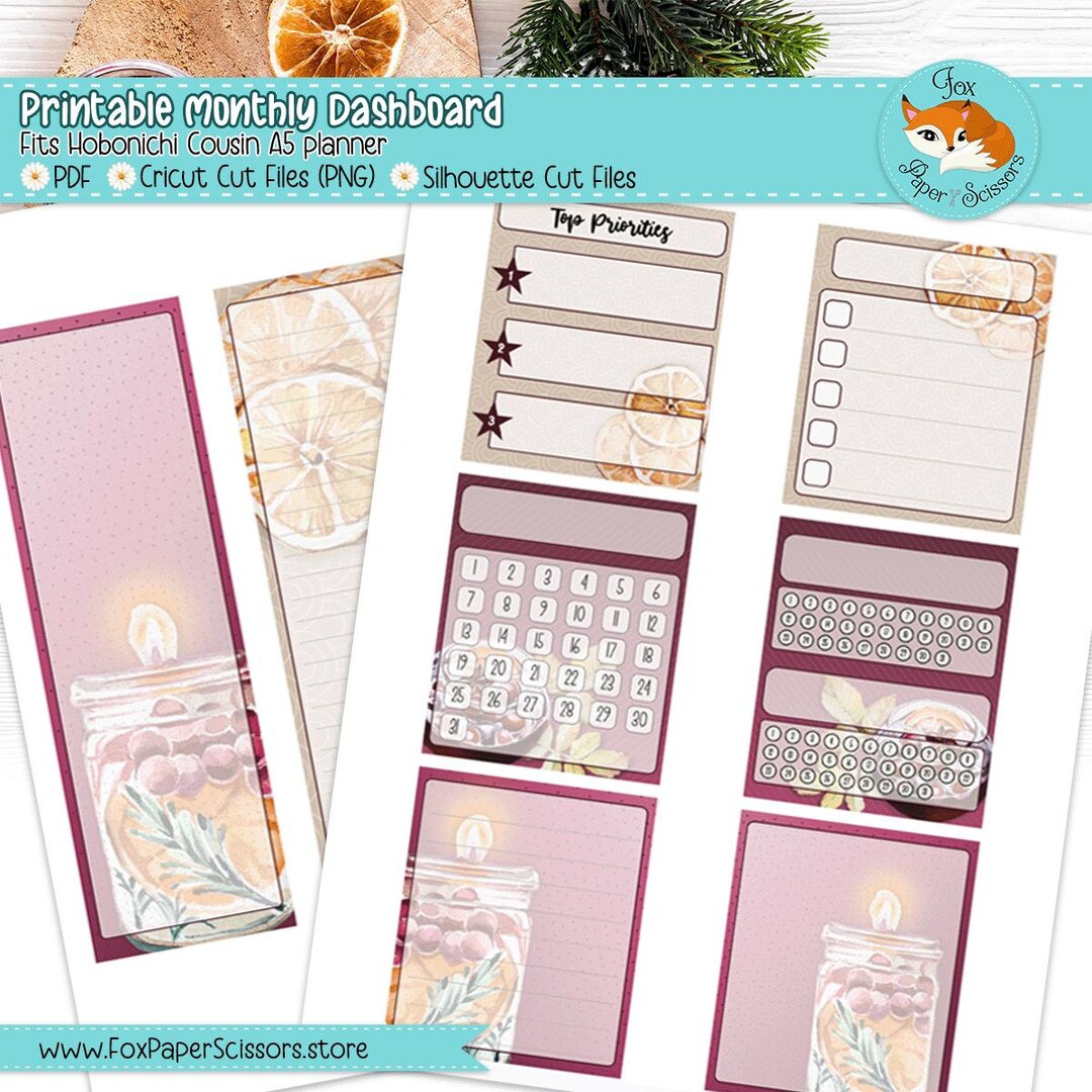 Hobonichi Cousin Printable Monthly Dashboard | Mulled Wine | Hobonichi ...