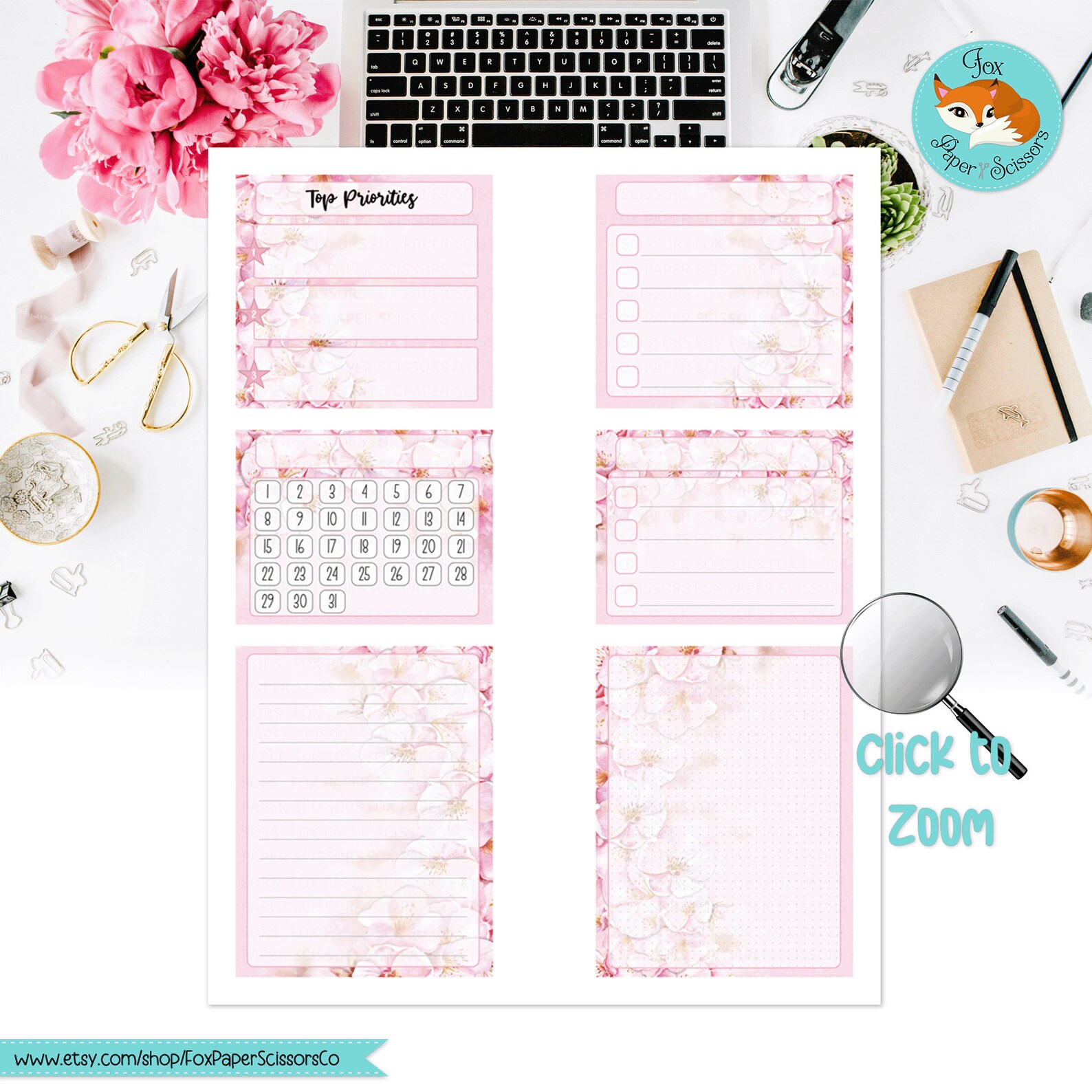 Erin Condren Printable Monthly Dashboard Pink Cherry Blossom/sakura 7x9 ...