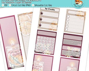 Hobonichi Cousin Wydrukuj Miesięczny Panel | Grzane Wino | Hobonichi Techo A5 Wydrukuj Planer Panel | Jesień Jesień Sylwetka Cricut