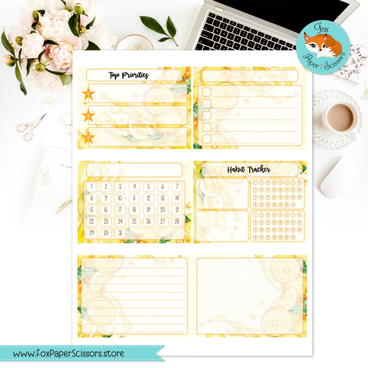 Happy Planner Printable Monthly Dashboard | Lemonade | HP Classic 7x9 ...