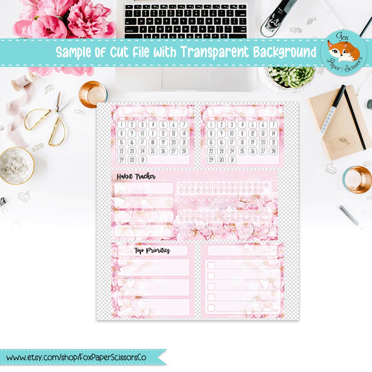Erin Condren Printable Monthly Dashboard Pink Cherry Blossom/sakura 7x9 ...