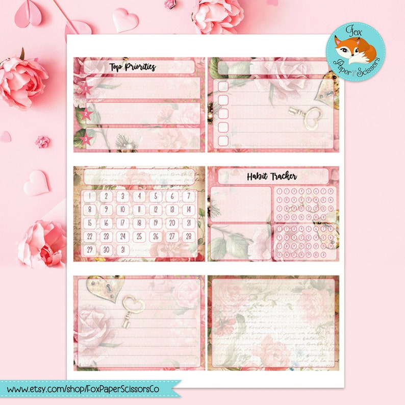 Happy Planner Printable Monthly Dashboard Vintage Valentine HP Classic ...