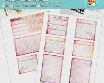 Miesięczny panel Erin Condren do druku | Sakura Garden | Układ pionowy godzinowy poziomy 7x9 | Naklejka do planera | Pliki Cricut Silhouette