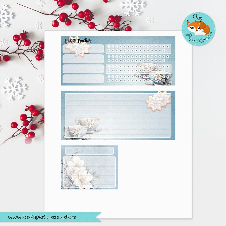 Erin Condren Printable Monthly Dashboard | Winter Blossoms & Tea | 7x9 ...