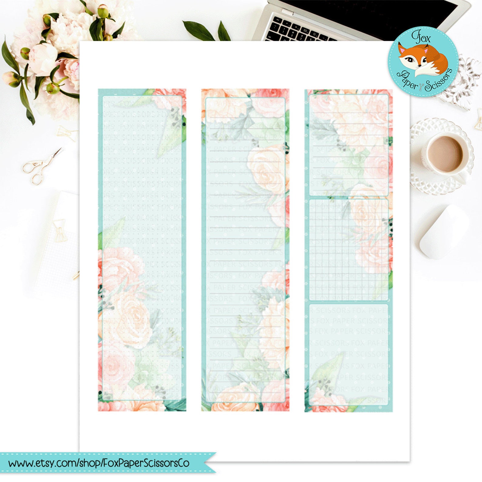 Happy Planner Printable Monthly Dashboard | Aqua Flowers | HP Classic ...