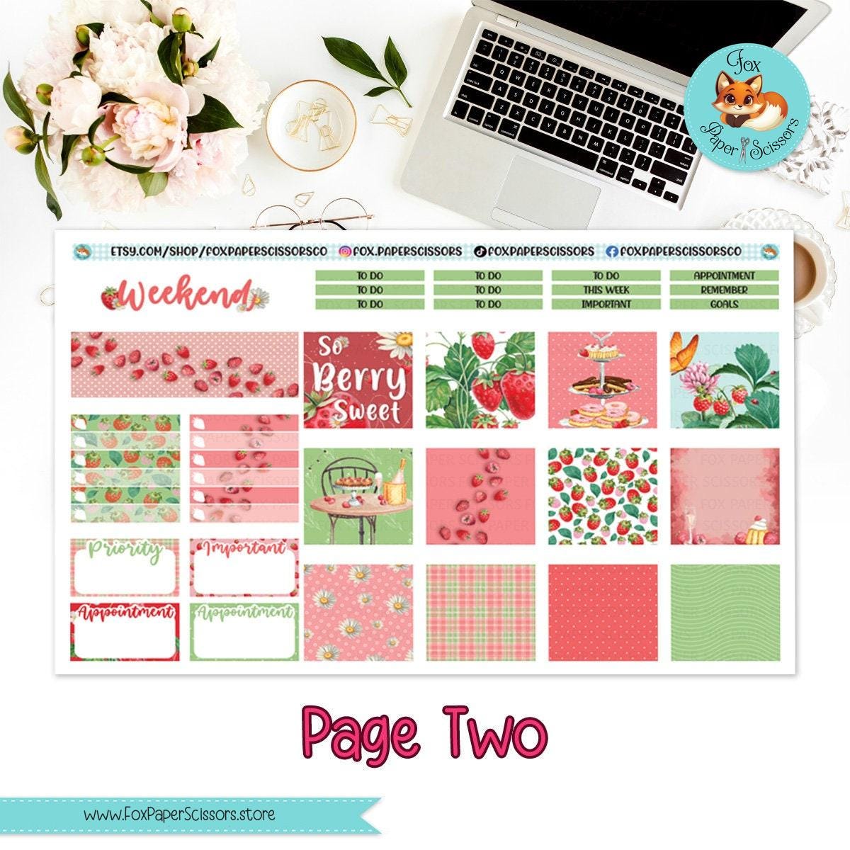 Hobonichi Cousin Weekly Planner Sticker Kit | Strawberry Weekly Kit ...