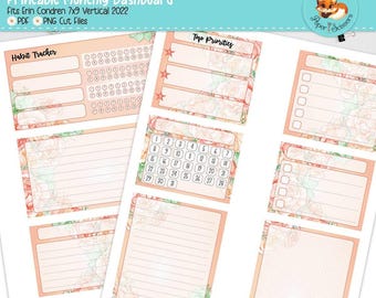 Erin Condren Printable Monthly Dashboard | Peach Flowers | 7x9 Printable Planner Stickers | Cricut Silhouette Cut File