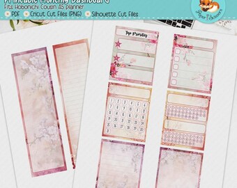 Miesięczny panel Hobonichi Cousin do druku | Sakura Garden | Panel Hobonichi Techo A5 do druku | Pliki Cricut Cut firmy Silhouette