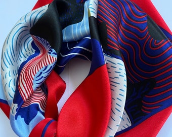 100% Mulberry silk scarf - Printed silk scarf.