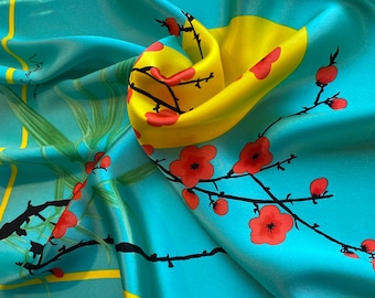 100% Mulberry silk scarf - Printed silk scarf.