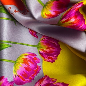 100% Mulberry silk scarf - Printed silk scarf.